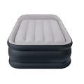 Intex 12-67732 Luftbett Deluxe Pillow grey-blue "Twin", inklusive eingebauter Luftpumpe, 102 x 203 x 48 cm (L x B x H), 230 V