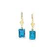 14k Gold & Blue Topaz Rectangular Drop Earrings