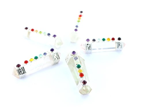 Double Terminated Crystal Quartz Chakra Wands