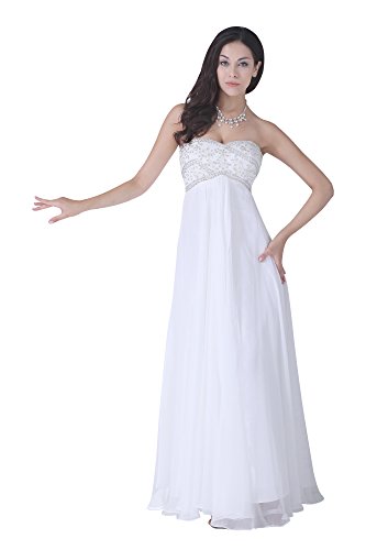 ... Womens Strapless Satin Chiffon Pongee Formal Dress with Sewing Beads