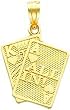 14K Gold Ace & King of Hearts All In Cards Charm