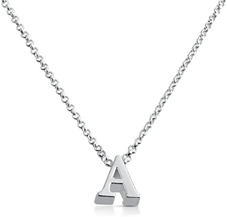 Initial Letter A Personalized Serif Font Pendant Necklace (sterling-silver, 16 Inches)