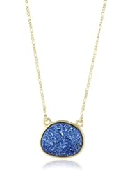 Marcia Moran "Midnight" Dark Blue Druzy Small Horizontal Organic Pendant Necklace