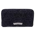 クロムハーツ CHROME HEARTS 財布 ウォレット-REC F ジップ#2 セメタリー キルテッド クロス ブラック デストロイ レザー