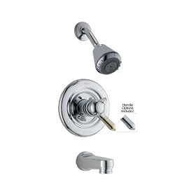 Delta Faucet 1748-74/74CB Classic Single-Handle Tub and Shower Faucet, Chrome/Vibrant Vibrant Polished Brass
