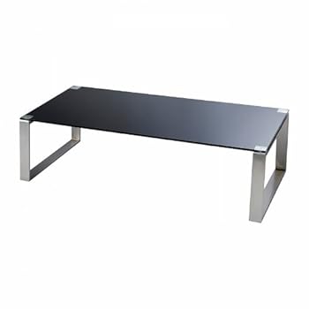 Table basse rectangle verre noir et inox brossé MELODY