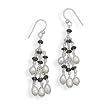 French Wire Earrings with Cultured Freshwater Pearls and Smoky Quartz