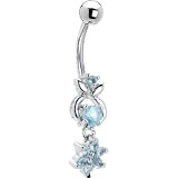 Aqua Gem Imperious Flower Dangle Belly Ring