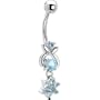 Aqua Gem Imperious Flower Dangle Belly Ring
