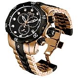 Invicta Men’s Reserve Collection Black Ion-Plated and Rose Gold-Tone Chronograph Watch #5728