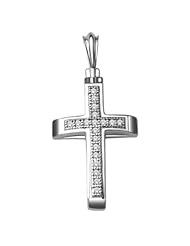 10K White Gold Diamond Accent Cross Pendant (0.05 carat I color I1 clarity)