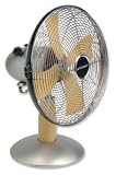 30 cm Chrome and Beech Wood Desk Fan