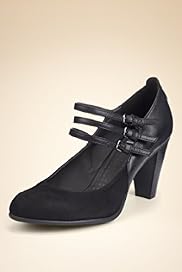 Footglove Fashion Leather Wide Fit Triple Buckle Dolly Shoes