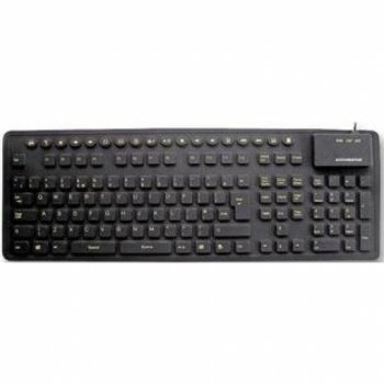 Accuratus WP127 USB and PS/2 HI-VIS Silicone Multimedia Black Keyboard