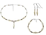 Golden Shadow Brown Swarovski Crystal Sterling Silver Bracelet Earrings 16 18 20 22 24 Necklace Jewelry Set