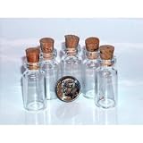 GLASS, BOTTLE, CLEAR, MINIATURE, STORAGE, NEW, BOTTLES with CORKS, BOTTLE is 1-7/16