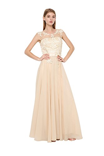 LOVEBEAUTY Women s Chiffon Long Evening Dress Prom Dress Champagne US 16
