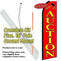 Auction Feather Banner Flag Kit (Flag, Pole, & Ground Mt)