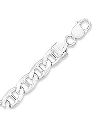 Sterling Silver 9 Inch 250 Flat Marina Chain Bracelet - 10.0mm Wide