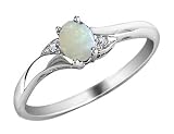Opal Ring with Diamonds in 10K White Gold