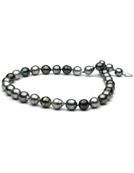 AA+ Quality, 8.5-10.5mm Multi-Colored Baroque Tahitian Pearl Strand Necklace, 18", WG
