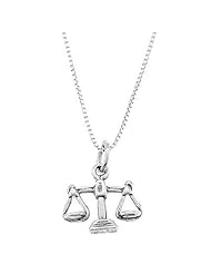 Sterling Silver Double Sided Law Scales of Justice Necklace