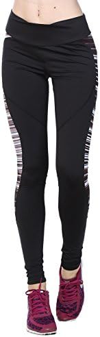 Wiffwaff Women's Long Print Panel Yoga Pants Leggings (Large)