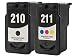 Remanufactured CANON PG210 PG-210 CL211 CL-211 Black and Color Printer Ink Cartridge 2-Pack (1 Black and 1 Color) for Canon Printers PIXMA iP2702 MP240 MP250 MP270 MP280 MP480 MP490 MP495 MX320 MX330 MX340 Wireless MX350 Wireless