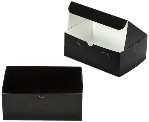 Dress My Cupcake Cupcake Box with Lid and Holder for 6 Skinny Mini Cupcakes, Black/White, Set of 100