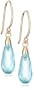 14k Yellow Gold Blue Topaz Briolette Drop Earrings