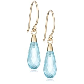 14k Yellow Gold Blue Topaz Briolette Drop Earrings by Amazon.com Collection