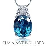 6ct. Natural London Blue Topaz White Gold Plated 925 Sterling Silver Pendant