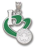 Boston Celtics Solid 14K Gold ''I Heart'' Circle Logo 3/4'' Enamel Pendant