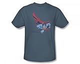 IMAGE OF Superman - Scribble & Soar Adult T-Shirt In Slate, Size: Large, Color: Slate