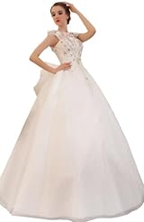 Beaded Crystal Crystals Lace Applique  Chiffon/Taffeta/Tulle  Ball Gown Wedding Dress 