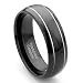 Black Tungsten Carbide Dome Wedding Band Ring w/ Grooves