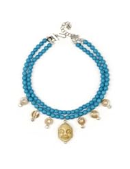 Meg Carter Designs Turquoise, Freshwater Pearls and Bone "Buddha Necklace in Turquoise"
