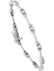 14k White Gold (4 mm wide) 7" Tennis Bracelet, w/ 12 Round Brilliant Diamonds; Total Carat Weight: 0.66; Clarity: SI; Color: H-I