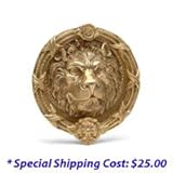 Borano LIONKNOCK-ANTB, Lion Head Entrance Door Knocker, Antique Brass
