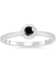 1/4 (0.21-0.27) Cts Black Diamond Stack Band in 14K White Gold