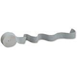 Creative Converting Touch of Color Crepe Paper Streamer Roll, 81-Feet, Shimmering Silver