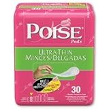 Poise Ultra Thin Pads Light Absorbency, #19202 - 30 / Bag, 6 Bags / Case