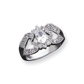 Sterling Silver CZ (Cubic Zirconia) Double Heart Ring