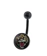 Genuine Ed Hardy Anodized Black Belly Ring - Tiger Logo in 10mm - 14 Gauge - 5mm Ball - Sold Individually