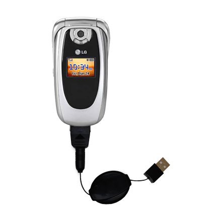 Retractable USB Cable for the LG PM-225 PM-325 with Power Hot Sync and Charge capabilities - uses Gomadic TipExchange Technology