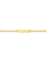 14 Karat 6" Yellow Gold Shiny Heart Link Id Bracelet With Lobster Clasp