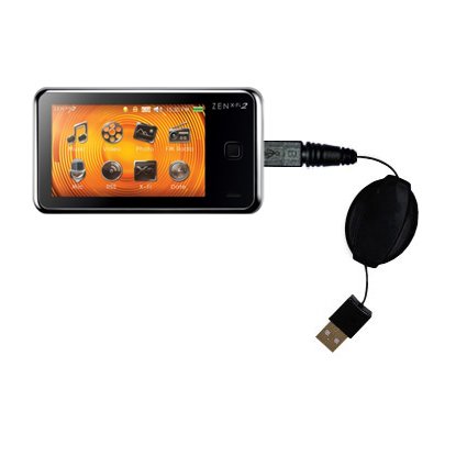 Retractable USB Cable for the Creative Zen X-Fi2 Deluxe with Power Hot Sync and Charge capabilities - uses Gomadic TipExchange Technology