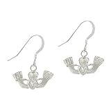 Sterling Silver .925 Claddagh Symbol Hand Heart Dangle Love Earrings
