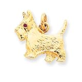 14k Gold Scottie Dog Charm with Ruby Eye