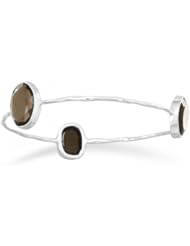 MMA Silver - Smoky Quartz Stackable Bangle